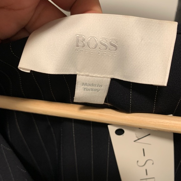 Navy pinstripe Boss dress - Picture 3 of 8